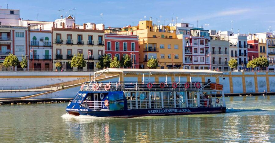 Seville: Panoramic Cruise, Hop-On-Hop-Off Bus & Walking Tour - Trade the street view for a river view